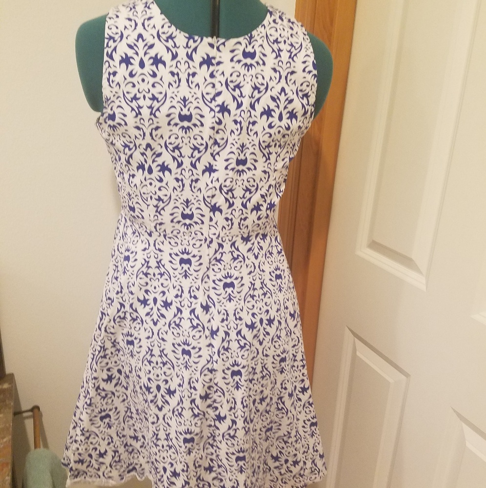 Vintage style blue damask dress